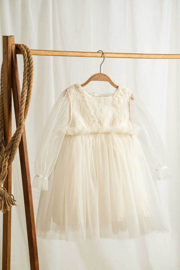 Mini Chics Tül Uzun Kol Kız Çocuk Elbise