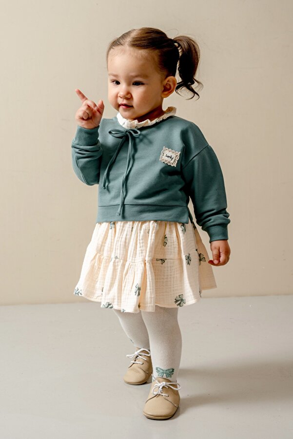 JNF kids Kız Bebek Etekli Takım Külotlu Çorap Hediyeli