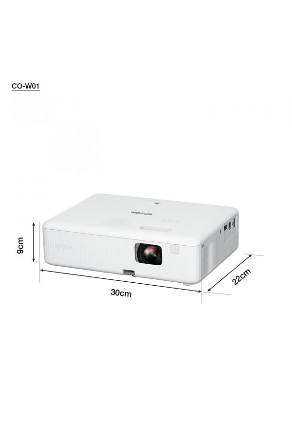 EPSON-CO-W01 projector, 3LCD, 3,000 lumens/ 2,000 Ecomode, WXGA, HD ready, 16:10, 6,000 hour lamp 1