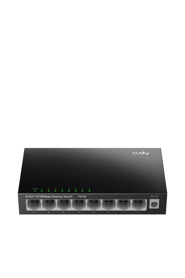 cudy-8-Port 10/100 Mbps Desktop Switch, 8 10/100M RJ45 Ports, Loop Detection, Metal Case, Power 1