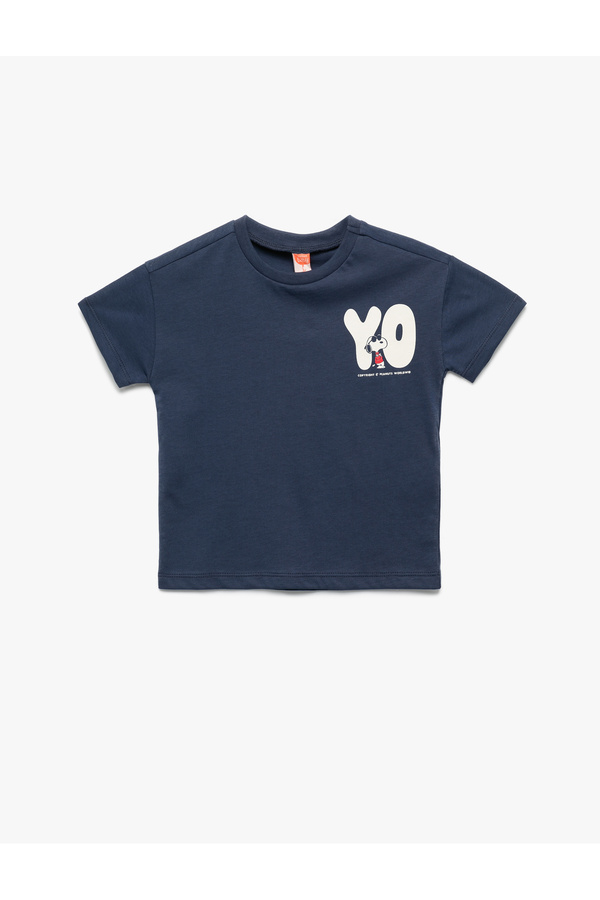 Koton Snoopy Baskılı Kısa Kollu Bisiklet Yaka Lisanslı Pamuklu Tişört