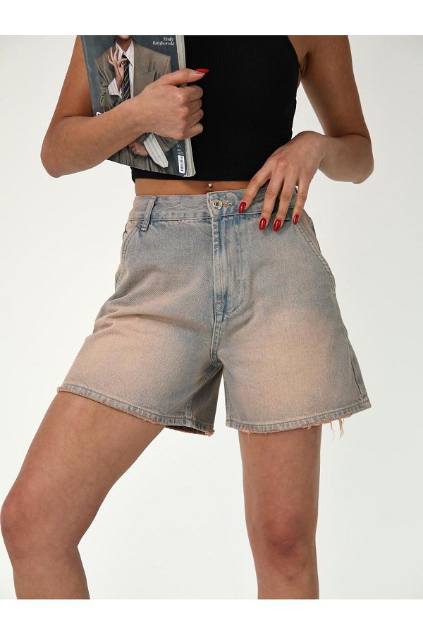 Zeo Basic-Tint Wash Denim Mini Shorts 1