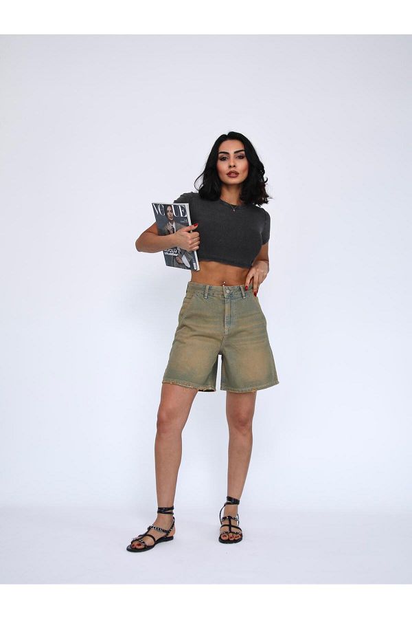 Zeo Basic-Tint Wash Denim Mini Shorts 1