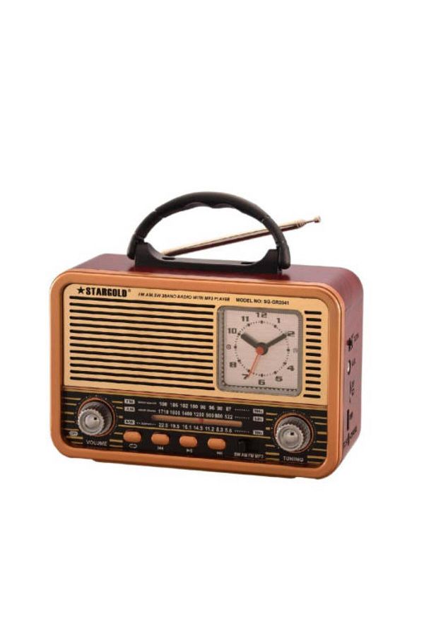 Generic-راديو STARGOLD Retro FM/AM/SW بلوتوث مع مشغل MP3 USB/TF وساعة وبطارية 2000 مللي أمبير في الساعة 1