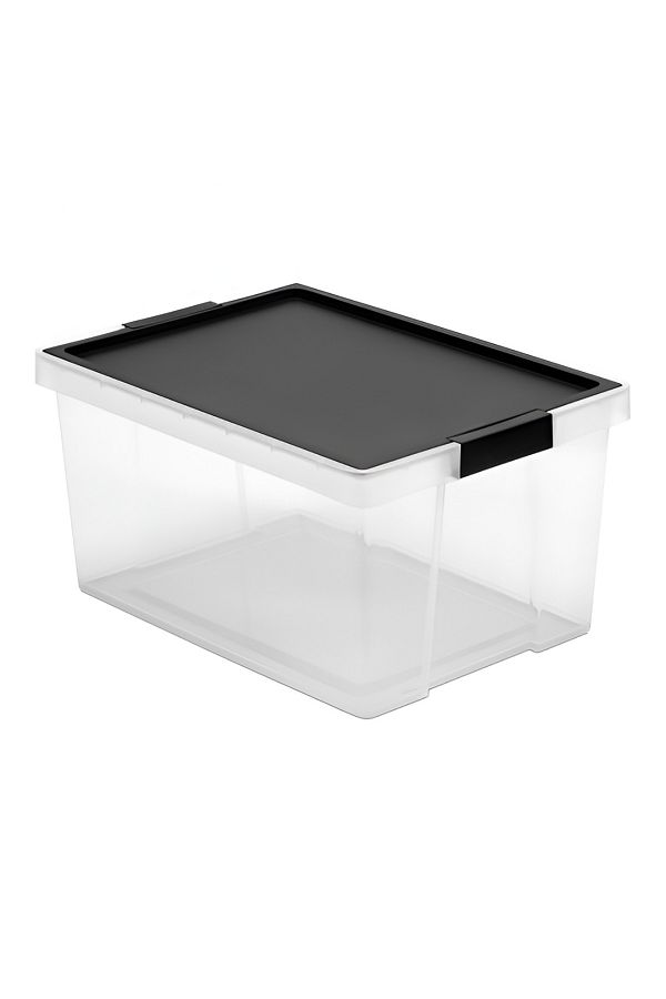 Tatay-Hinged Handle Multipurpose Stackable Storage Box - Black and Clear 1