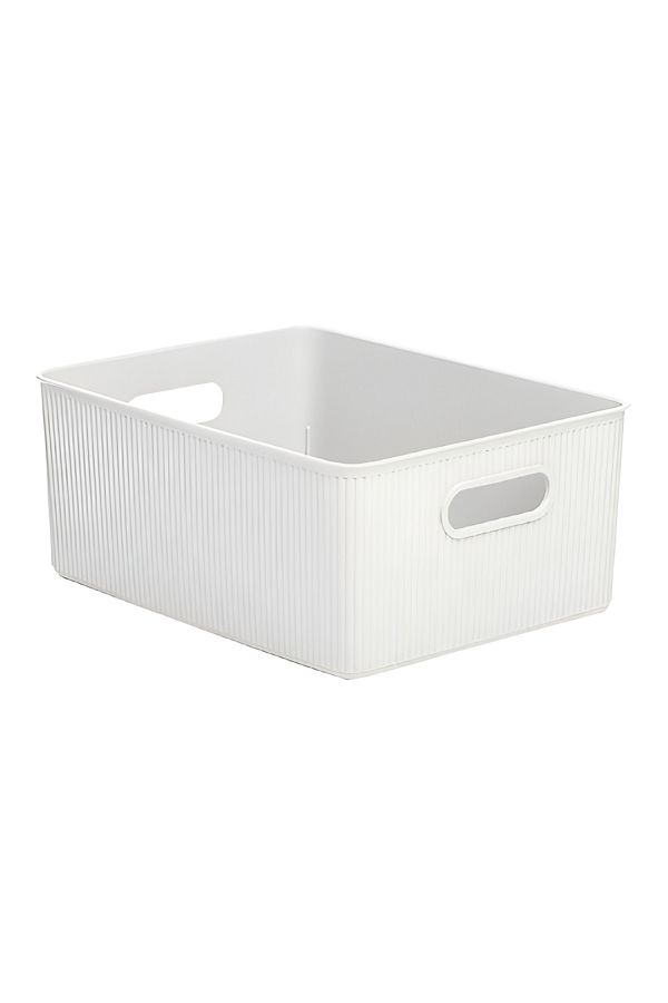 Tatay-Impact Resistance Vertical Wavy Design Rectangular Multipurpose Storage Basket in White 1