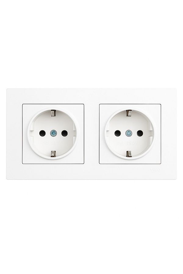 Ledarmy-Karen White 2-Piece Grounded Recessed Socket and Double Frame Set Mounting Compatible 1
