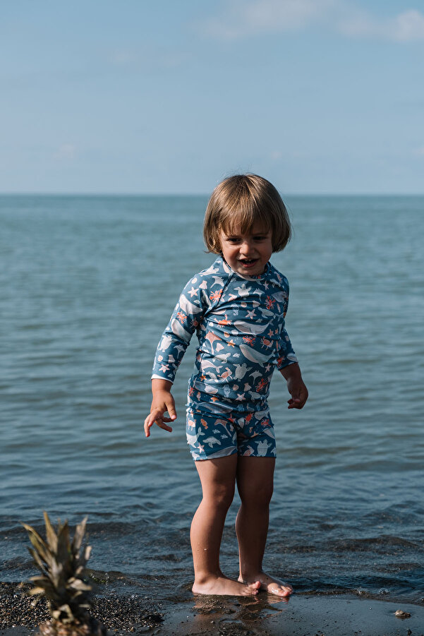 Tuğba Kuğu UV Korumalı Uzun Kollu Erkek Bebek Mayo