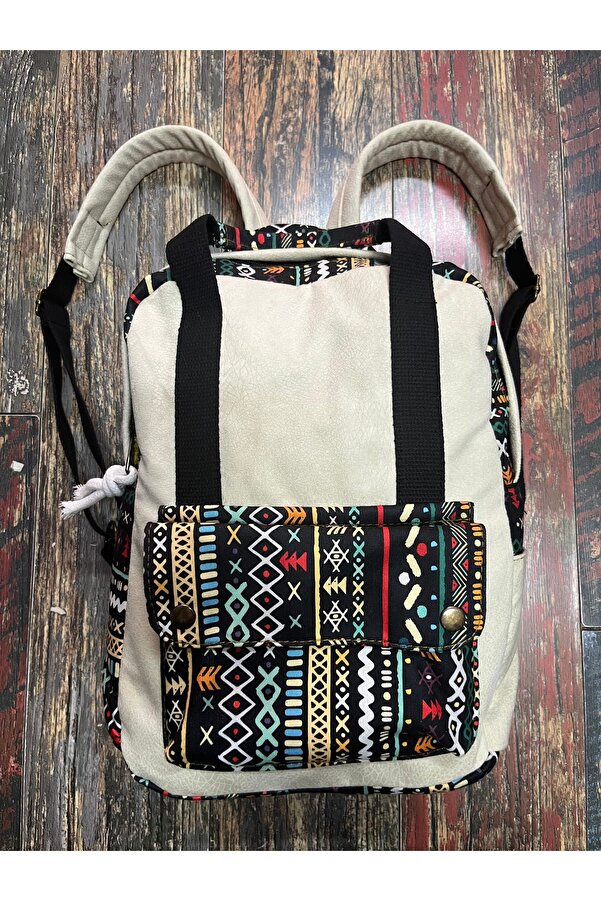 street&bagdnz Etnik Otantik Su Geçirmez Laptop Bölmeli Taşıma Kollu Sırt Çantası