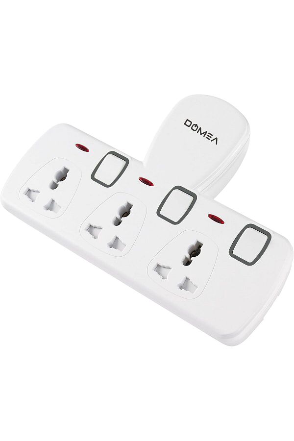 DOMEA-Power Adapter with 3 Universal Sockets, Individually Switched, Wall Charger, Multi-Plug Extens 1