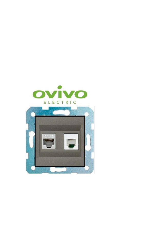 AC BOX-Anthracite data pirizi unshielded cat6 frameless grano - compatible frame for socket and switch 1