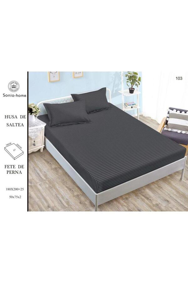 Sonia-home-Mattress cover 180X200 ±25 cm and 2 pillowcases 50X75 cm Sonia Home Design - black 1