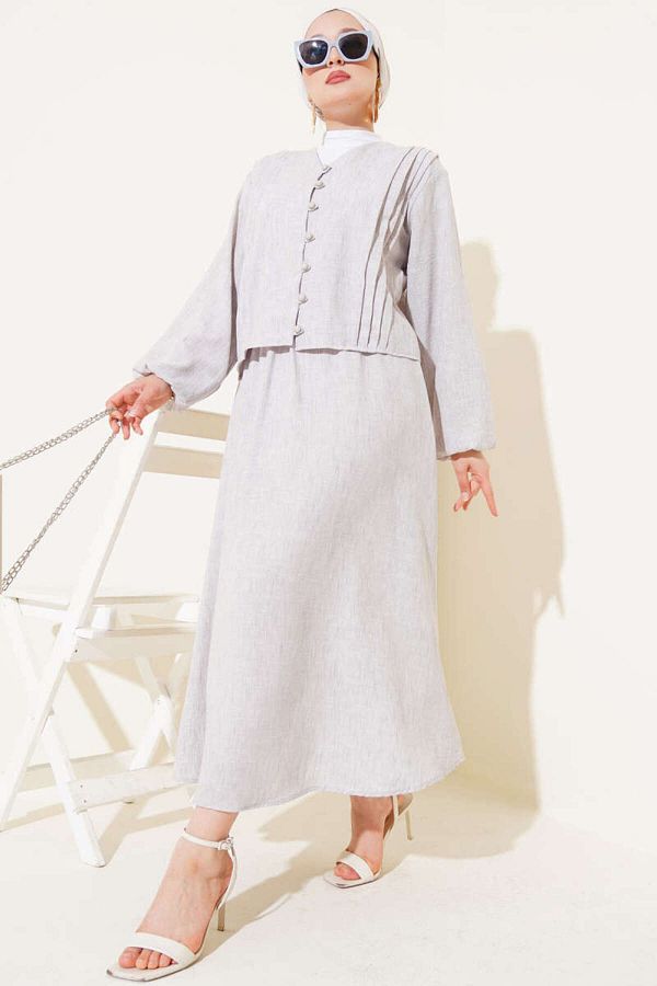 VOLT CLOTHİNG-Set de fuste plisate în față Brit Button pentru damă 1