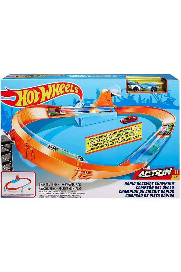HOT WHEELS-FAST CIRCUIT WITH LAUNCHER AND EXCLUSIVE CAR 1