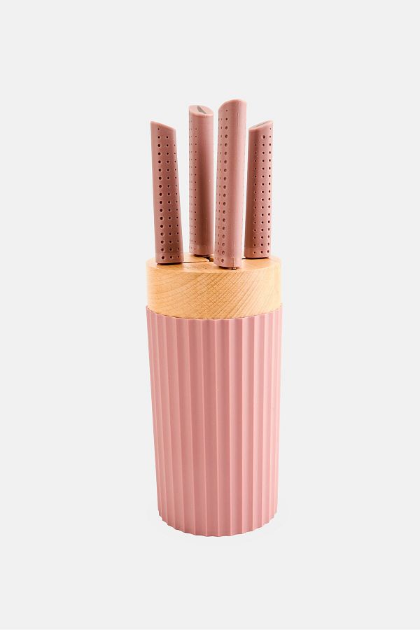 NANETTE LEPORE-4 Piece Knife With Block Set, Mauve 1
