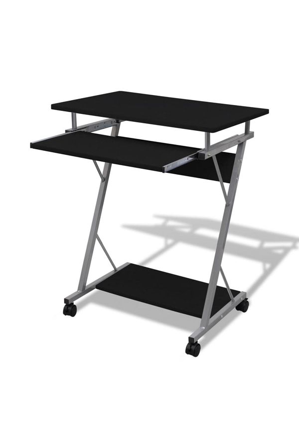 vidaxl-Compact Computer Desk with Pull-out Keyboard Tray Black 1