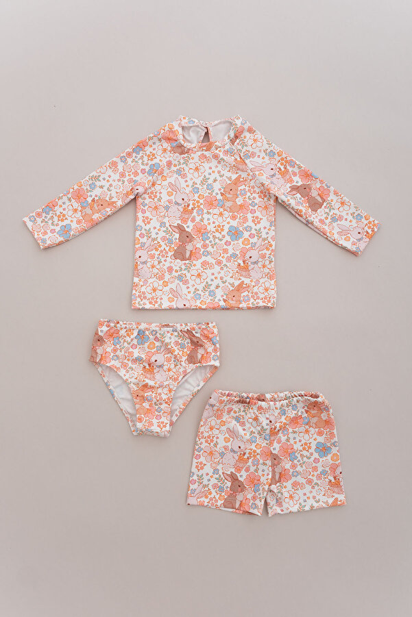 Tuğba Kuğu UV Korumalı Uzun Kollu Kız Bebek Mayo