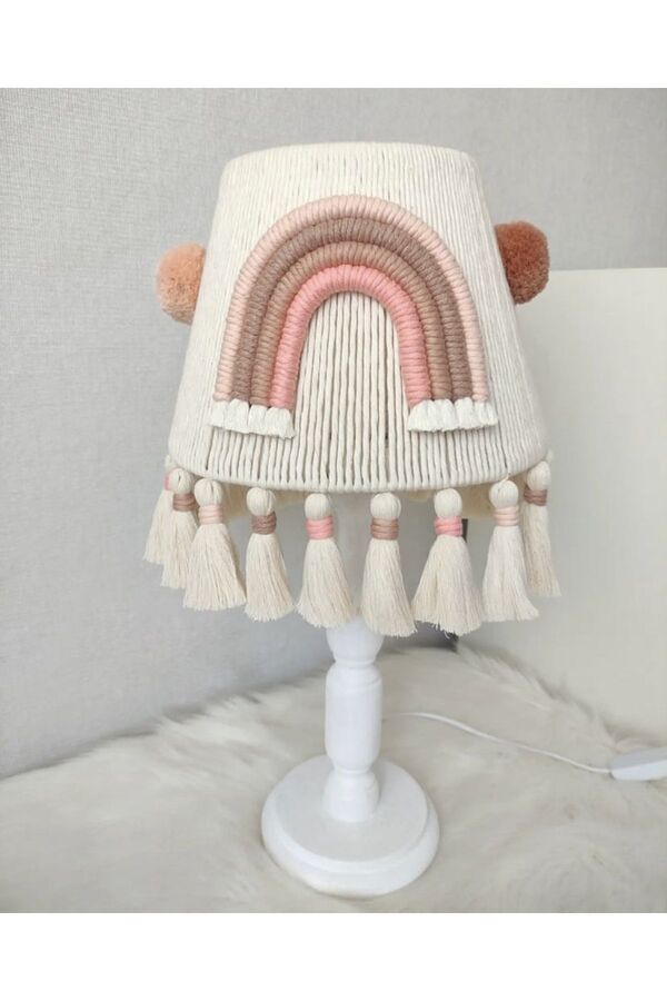 Tasarı Sanatı Bebek / Çocuk Odası Makrome Özel Tasarım Abajur Aydınlatma(AHŞAP AYAKTIR)