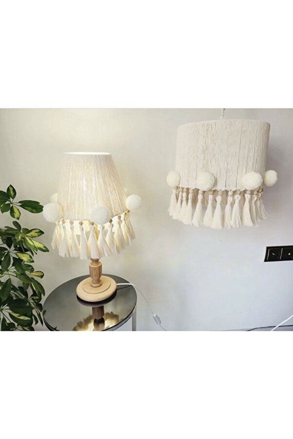 Tasarı Sanatı Bebek / Çocuk Odası Makrome Özel Tasarım Abajur-avize Aydınlatma Seti