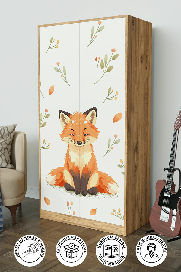 Hediyeler Kapında Foxie Design "Calista" Gardırop 5 Raflı Askılı Çocuk Odasi Elbise Dolabı