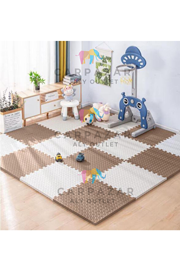CARPAZAR Damla Desen Tatami Eva Spor Yoga Pilates Oyun Matı Halısı Minderi Puzzle 50x50 13mm 8 Adet 100x200