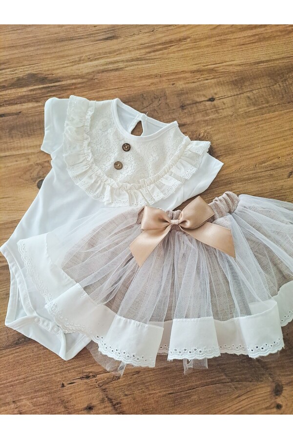 aysskids Parla Kız Bebek Tütü Bayramlık Doğum Günü Vintage Prenses Etekli Bayramlık Takım