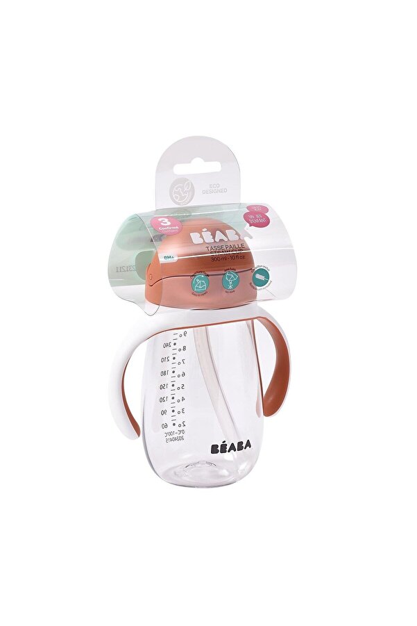 Beaba 300 ml Şeffaf Pipetli Suluk, Terracotta