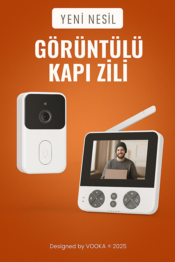 MO DOU Ekranlı Görüntülü Kapı Zili – 4.3” Monitör, Gece Görüşlü, Sesli Görüşme, Şarjlı, Taşınabilir