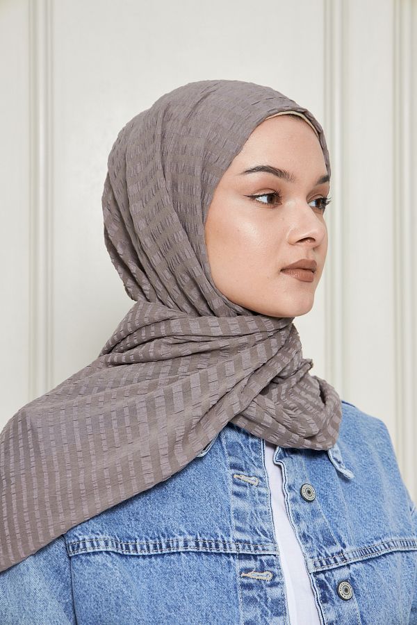 Gigiscarfs-Gradient Striped Arya Chiffon Shawl - Platinum - 1