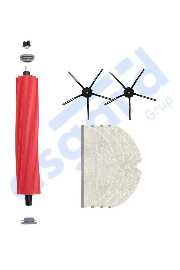 Asgard Grup-Roborock Q7, Q7+, Q7 Max, Q7 Max+ Compatible 1 Main Brush 2 Side Brushes 4 Mops 1