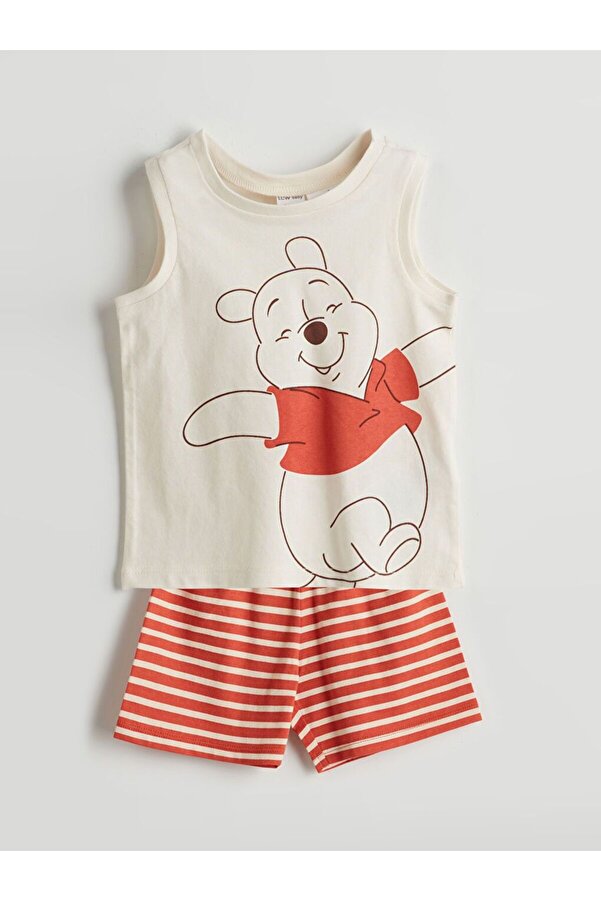 LC Waikiki Ekru Winnie The Pooh Baskılı Erkek Bebek Atlet Ve Şort 2'li