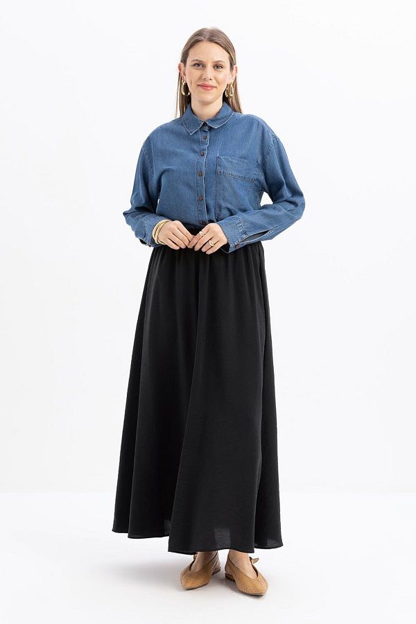 ALLDAY-Black-Elastic Basic Skirt 1