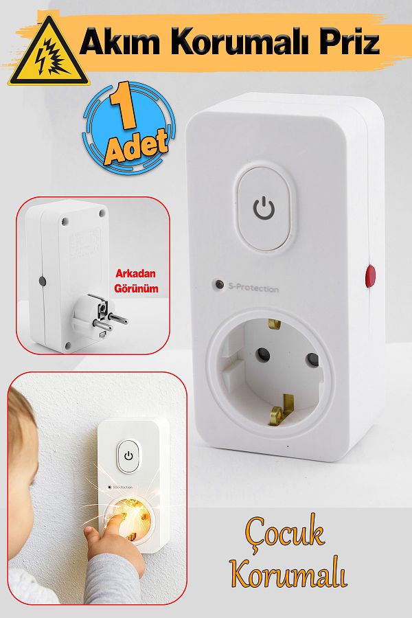 Badem10-Switched Current & Surge Protected Single Socket Child Proof Plug with On/Off Button 720 Joule Ip20 1
