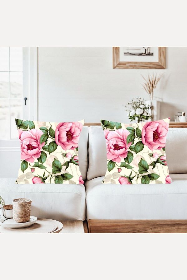 on the clouds-Large Flower Pattern Combination Hidden Zipper Throw Pillow Cover Sofa Pillowcase Set (2Pcs) 1