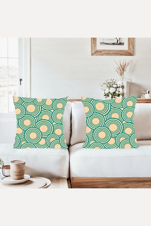 on the clouds-Green Modern Geometric Pattern Combination Hidden Zipper Throw Pillow Cover Sofa Pillowcase Set(2Pcs) 1