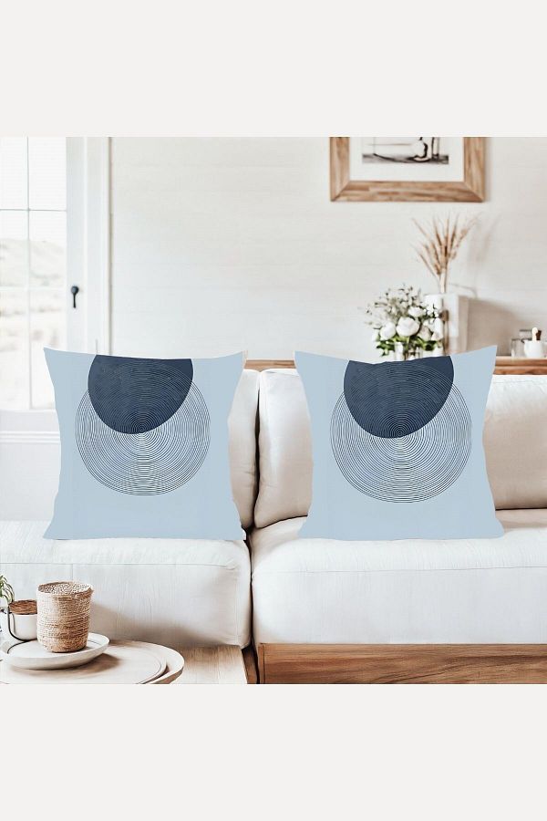 on the clouds-Bohemian Blue Geometric Pattern Combination Hidden Zipper Throw Pillow Cover Sofa Pillow Case Set (2Pcs) 1
