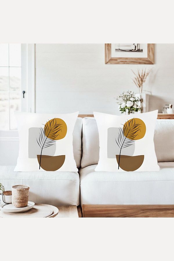 on the clouds-Bohemian Geometric Pattern Leaf Combination Hidden Zipper Throw Pillow Cover Sofa Pillowcase Set (2Pcs) 1