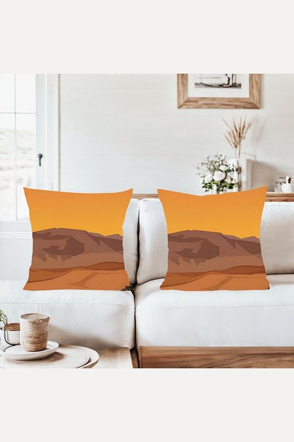 on the clouds-Mountain Pattern Decorative Combination Hidden Zippered Throw Pillow Cover Sofa Pillow Case Set (2Pcs) 1