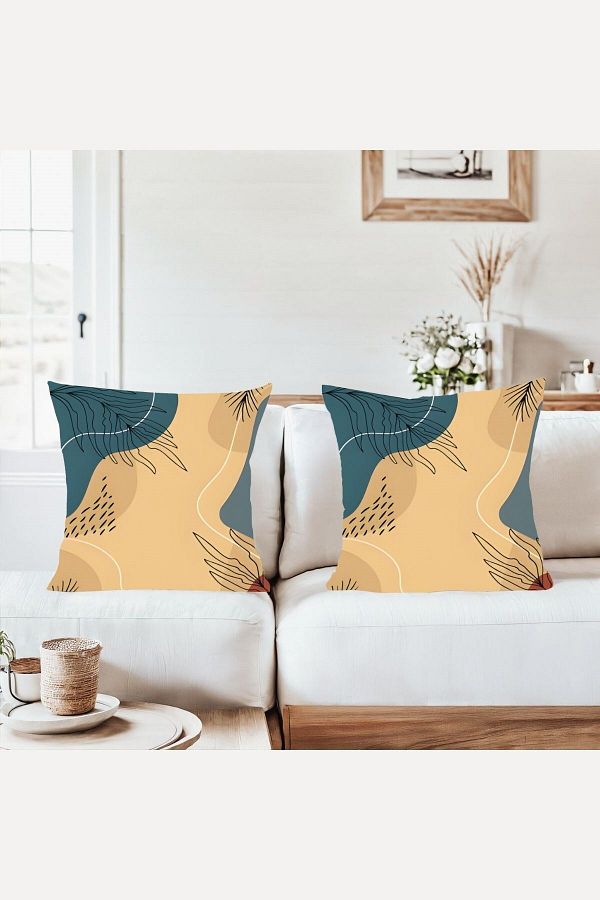 on the clouds-Bohemian Botanical Leaves Combination Hidden Zippered Throw Pillow Cover Sofa Pillow Case Set (2Pcs) 1