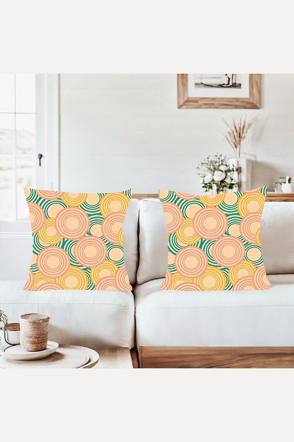 on the clouds-Geometric Pattern Circle Combination Hidden Zipper Throw Pillow Cover Sofa Pillow Case Set(2Pcs) 1