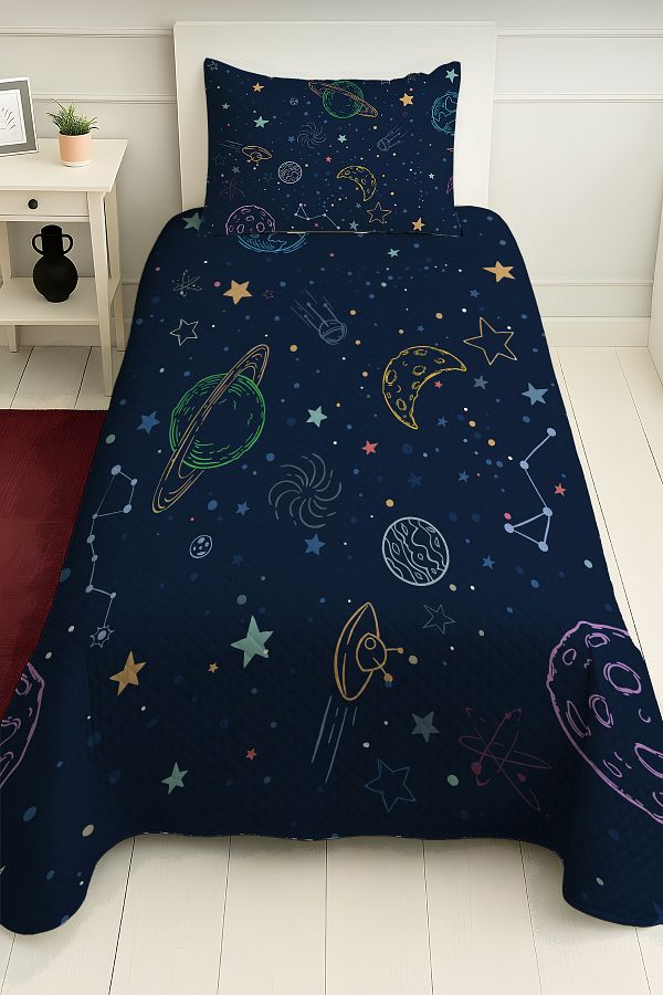 PRINTOPIA-Galaxy Space Patterned Boy's Single Pique Set 1