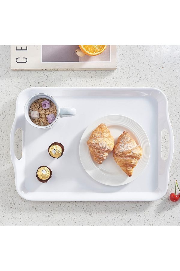 rexa-Stackable Melamine Serving Tray with Handle 1