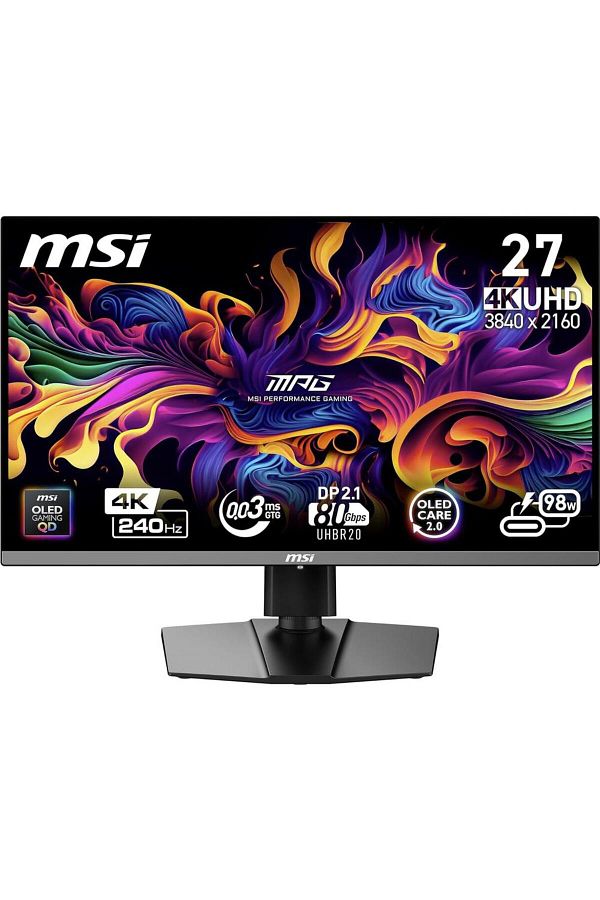 MSI-MSI MPG 26.5" Gaming Monitor QD-OLED, UHD, 240Hz, 0.03ms, Pivot, HDMI/DP, Black 1