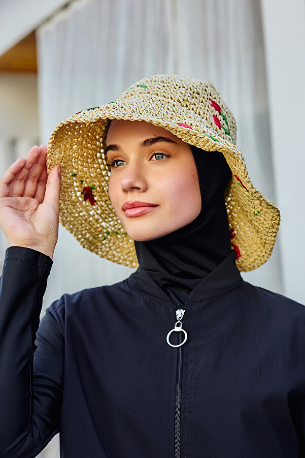 Remsa Mayo Pălărie de plajă tricotată manuală cu detalii cireșe RŞ