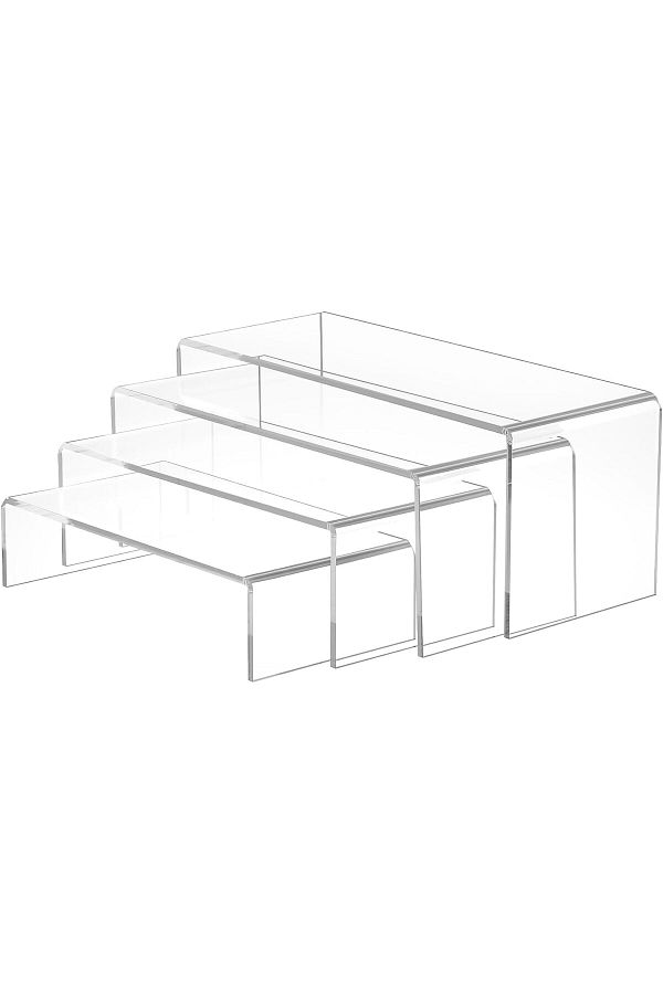 Generic-4 قطع من حاملات الأكريليك، حامل عرض مستطيل شفاف متعدد الطبقات، رف عرض طاولة 1