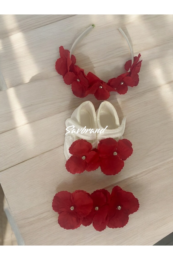 SavBrand Ortancalı Lohusa Anne Tacı Bandanası ve Bebek Patiği