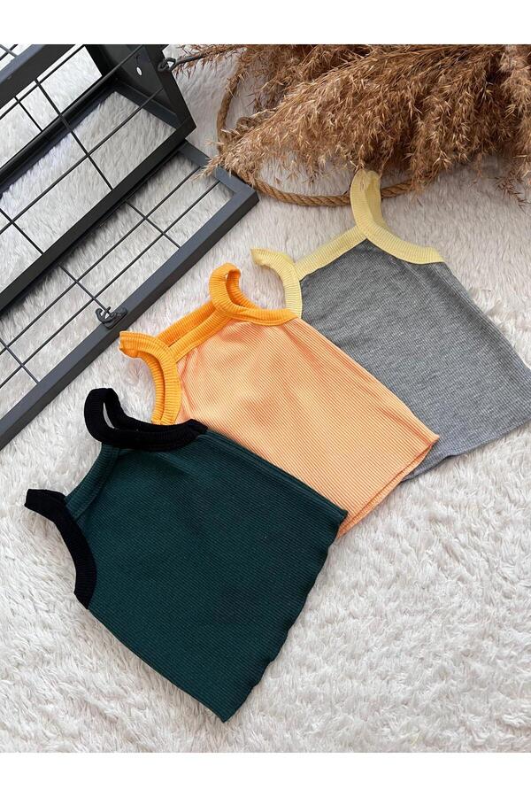 BAHNUR 3'lü Bebek Crop Bluz Body Atlet Set