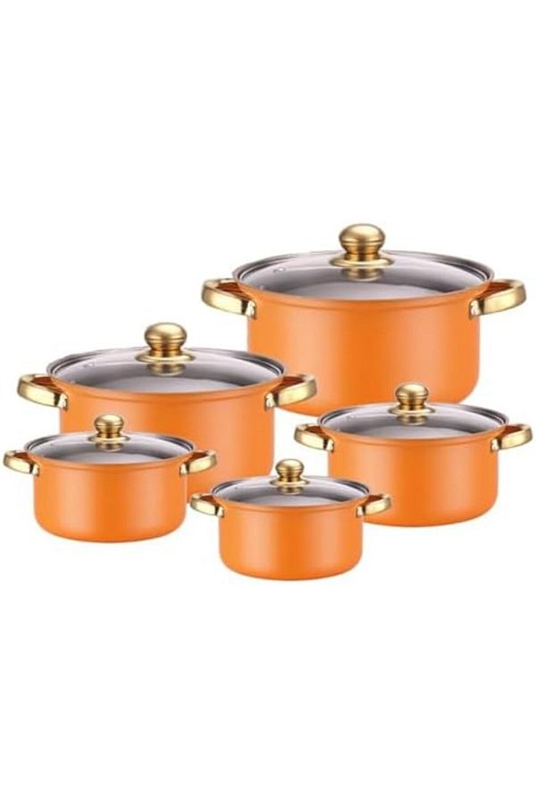Generic-TAME 5 PCS Stackable Pot Set, Stewpots with Lids (16/18/20/22/24 cm), Nesting Non Stick Pots, Premiu 1