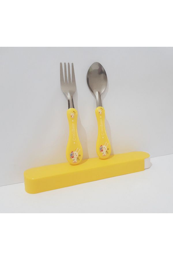 renkli çiçekler-Fork Spoon Cartoon Patterned Fork Spoon Set for Kids 1