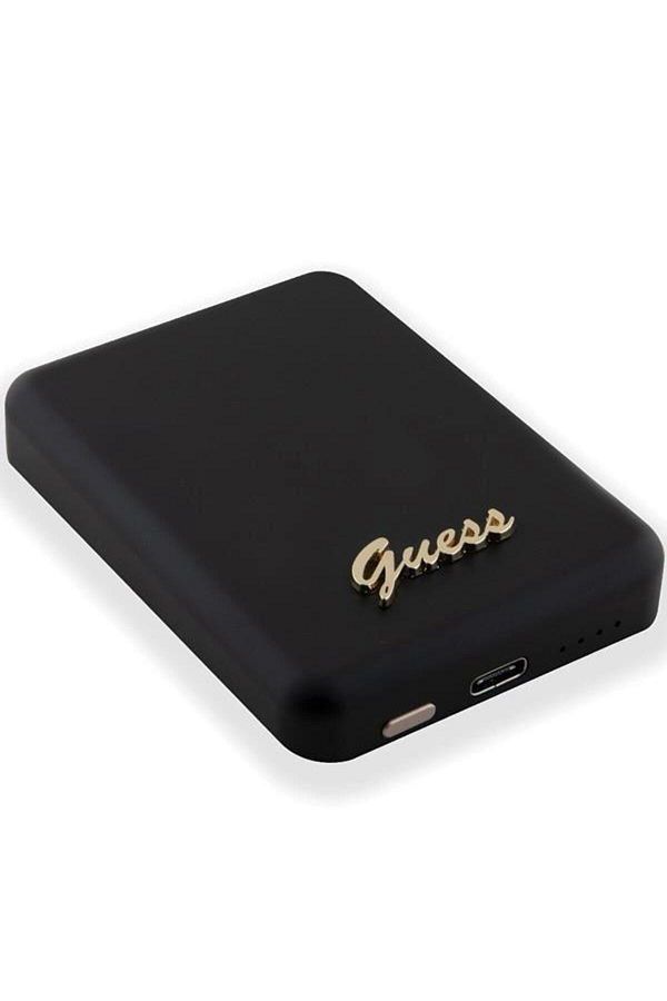 Guess-Acumulator extern Wireless, Logo Guess Metal Script, MagSafe, Aluminiu/Siliciu, 3000mAh, 5 W (Negru) 1